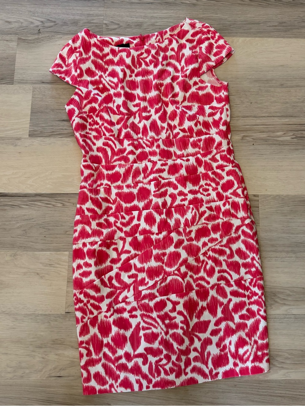 Pink and White Patterned Sheath Dress - Women's